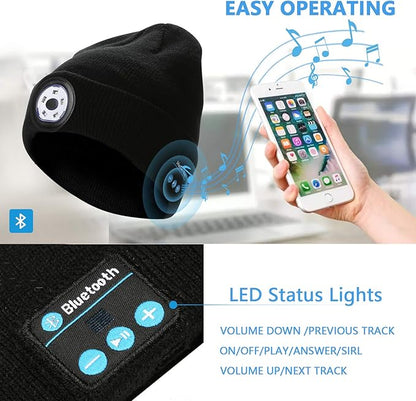 EQUINOX India Bluetooth Music Cap™ — Wireless Bluetooth Beanie with HD Speakers & Rechargeable LED Headlamp