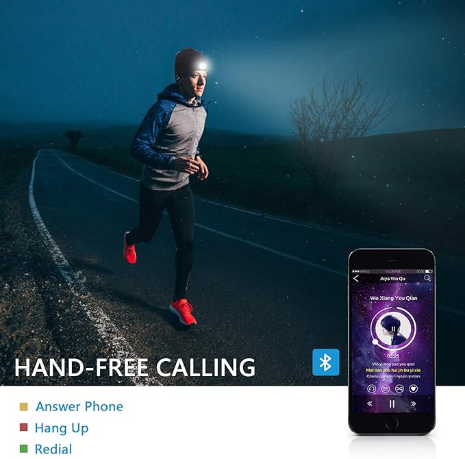 EQUINOX India Bluetooth Music Cap™ — Wireless Bluetooth Beanie with HD Speakers & Rechargeable LED Headlamp