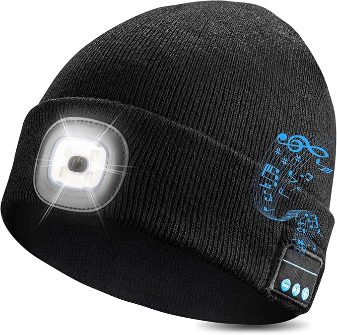 EQUINOX India Bluetooth Music Cap™ — Wireless Bluetooth Beanie with HD Speakers & Rechargeable LED Headlamp