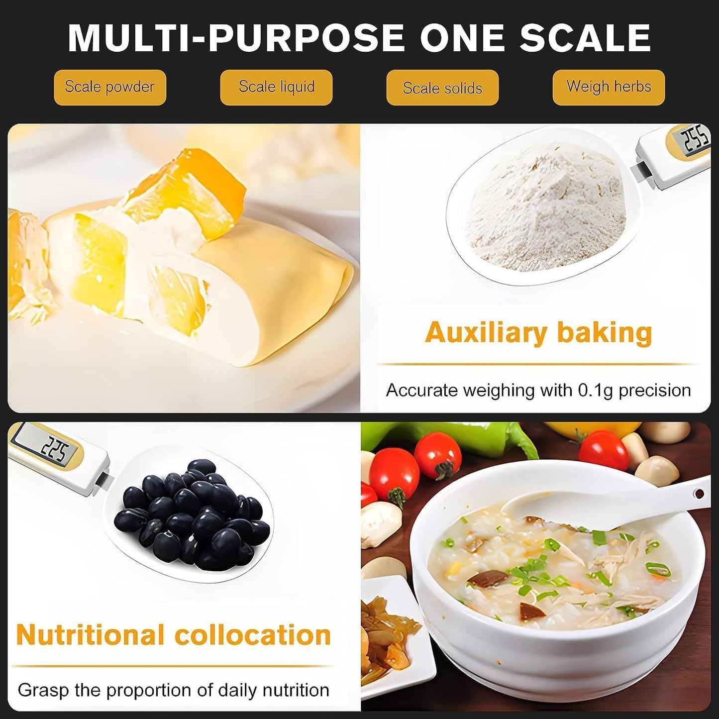 EQUINOX INDIA Digital Weighing Spoon Scale – 0.1g High Precision Food Measuring Spoon for Baking, Cooking, Dieting & Kitchen Prep | Multi-Unit Measurement | Tare + Hold Functions