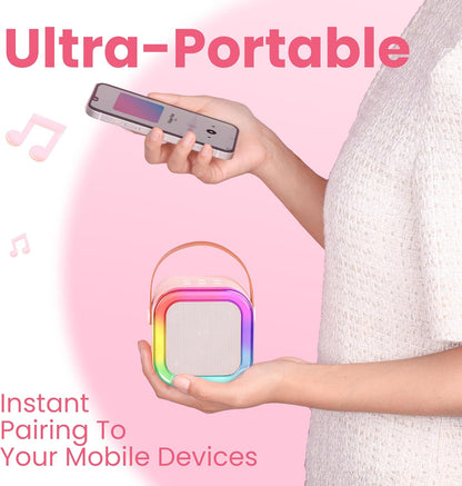 EQUINOX INDIA Kids Karaoke Machine with 2 Wireless Microphones Bluetooth Speaker Portable Singing Toy LED Lights 5 Voice Effects 4-6 Hours Battery for Children Boys Girls 4-10 Years Birthday Gift India