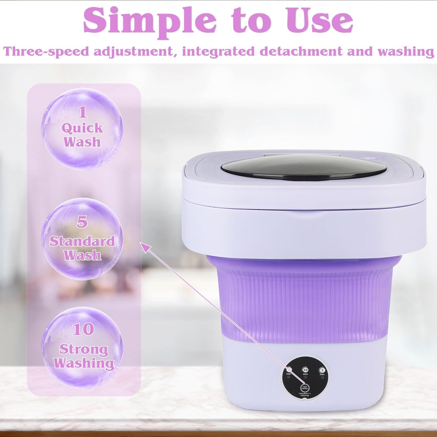 EQUINOX INDIA Portable Mini Washing Machine 11L Foldable Compact Washer for Travel Camping Dorms Small Clothes Underwear Baby Clothes USB Powered Lightweight 3.5 lbs Top Load Bucket Washer with Drainage Basket India