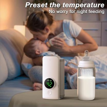 Mother using Nestush bottle warmer for stress-free night feeding