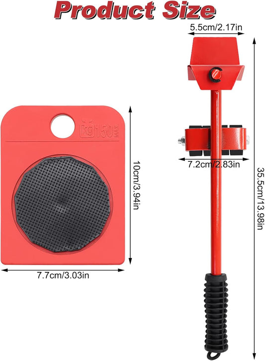 EQUINOX INDIA Furniture Lifter with Wheels Heavy Duty Furniture Moving System 150kg Capacity 360° Rotation Furniture Mover Tool Set with 4 Corner Sliders Ergonomic Lifter Bar for Sofa Bed Refrigerator Almirah Moving Kit