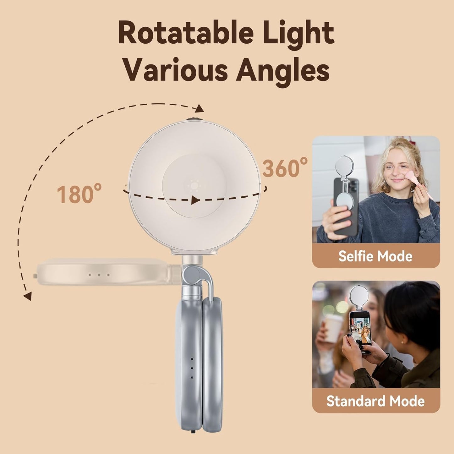 EQUINOX INDIA Magnetic Selfie Ring Light with Makeup Mirror | Pocket Fill Light for Phone & Video