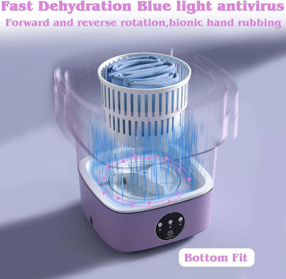 EQUINOX INDIA Portable Mini Washing Machine 11L Foldable Compact Washer for Travel Camping Dorms Small Clothes Underwear Baby Clothes USB Powered Lightweight 3.5 lbs Top Load Bucket Washer with Drainage Basket India