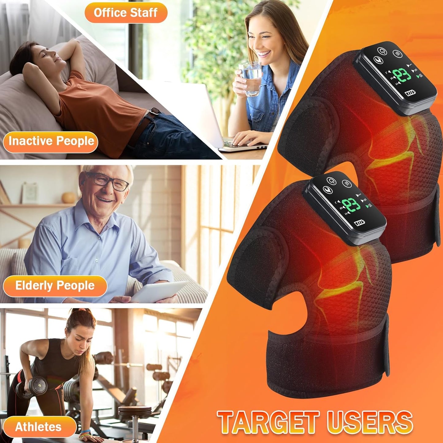 EQUINOX INDIA Heating Knee Massager with Vibration – Cordless Knee Pain Relief Wrap for Joint, Muscle & Arthritis Comfort