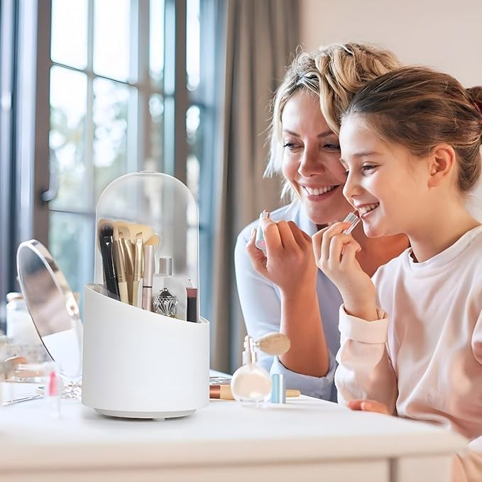 EQUINOX INDIA 360° Rotating Makeup Organizer with Lid – Dustproof Vanity Storage Box