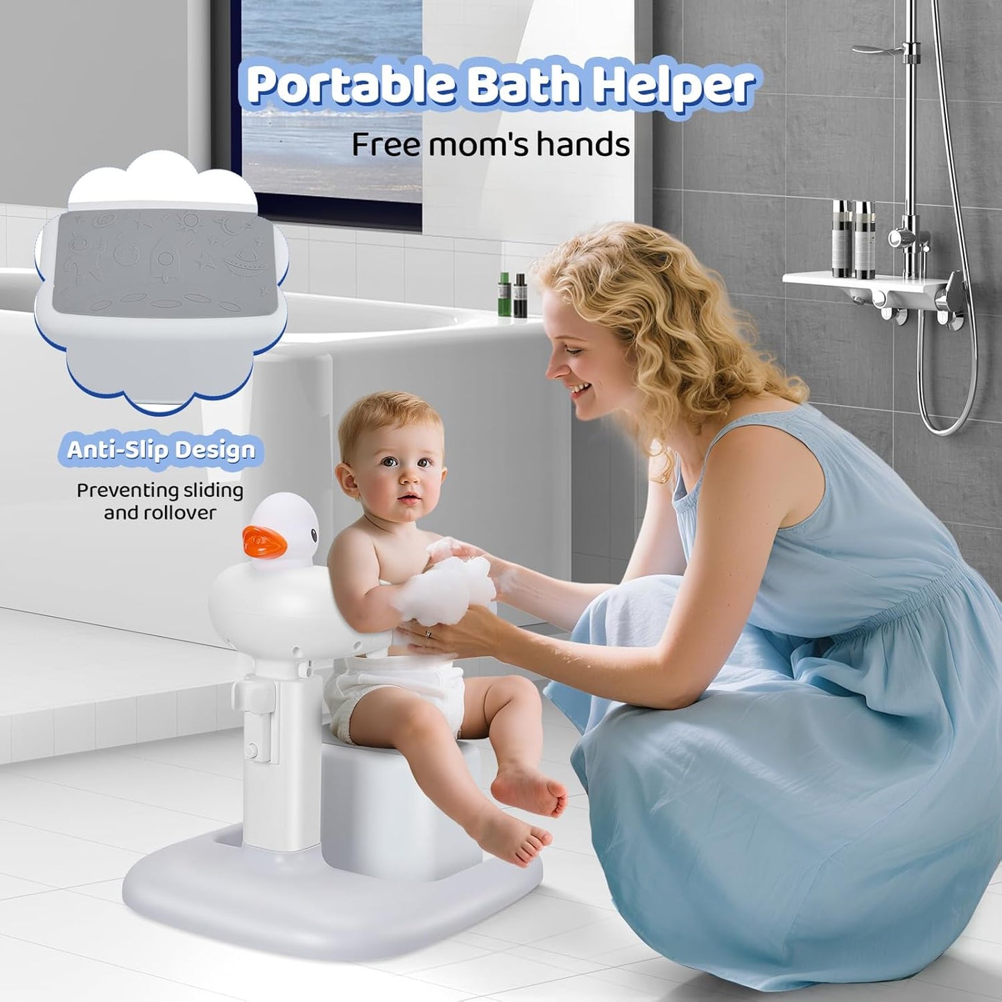 EQUINOX INDIA Adjustable Baby Shower Stand for Toddlers & Infants (0–3 Years) | Safe Standing Baby Bath Support with Anti-Slip Base