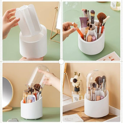 EQUINOX INDIA 360° Rotating Makeup Organizer with Lid – Dustproof Vanity Storage Box