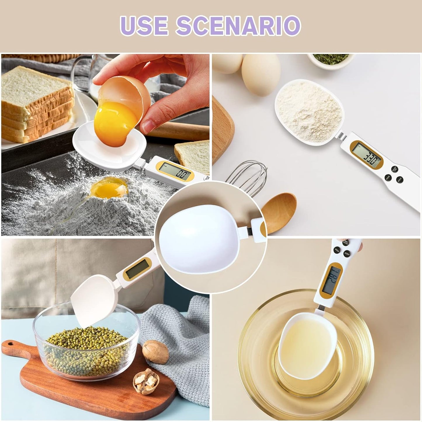 EQUINOX INDIA Digital Weighing Spoon Scale – 0.1g High Precision Food Measuring Spoon for Baking, Cooking, Dieting & Kitchen Prep | Multi-Unit Measurement | Tare + Hold Functions