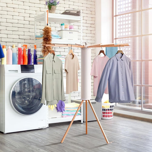 Wooden clothes drying rack indoor use