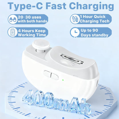 2-in-1 Electric Nail Clipper & Trimmer with LED Light | Safe, Quiet & Automatic Nail Cutter for Babies, Adults & Seniors