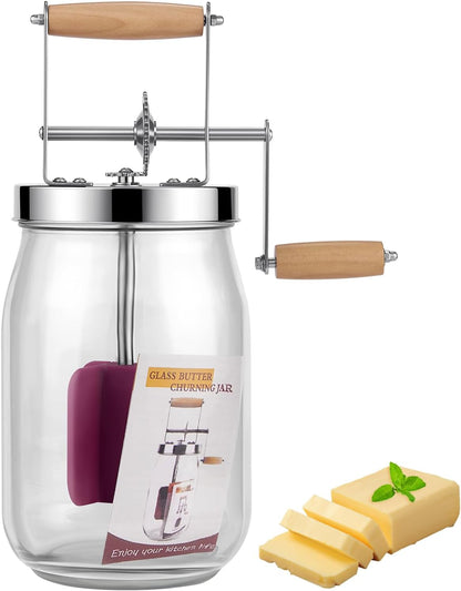 EQUINOX™ Hand Crank Butter Maker – Traditional Glass Butter Churner for Fresh Homemade Makkhan (Butter)