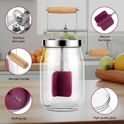 EQUINOX™ Hand Crank Butter Maker – Traditional Glass Butter Churner for Fresh Homemade Makkhan (Butter)