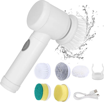 Multi-Functional Electric Cleaning Brush 5 in 1 Magic Power Scrubber with 3 Brush Heads Household Cleaning Tools Cleaner Brush for Kitchen, Bathroom, Shower Tub, Carpet and Sink
