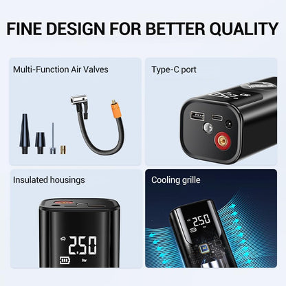 💨 EQUINOX AirBlaze™ Smart Portable Tyre Inflator | Dual Power 6000mAh Rechargeable Air Pump | 150 PSI Fast Inflation for Car, Bike & Sports