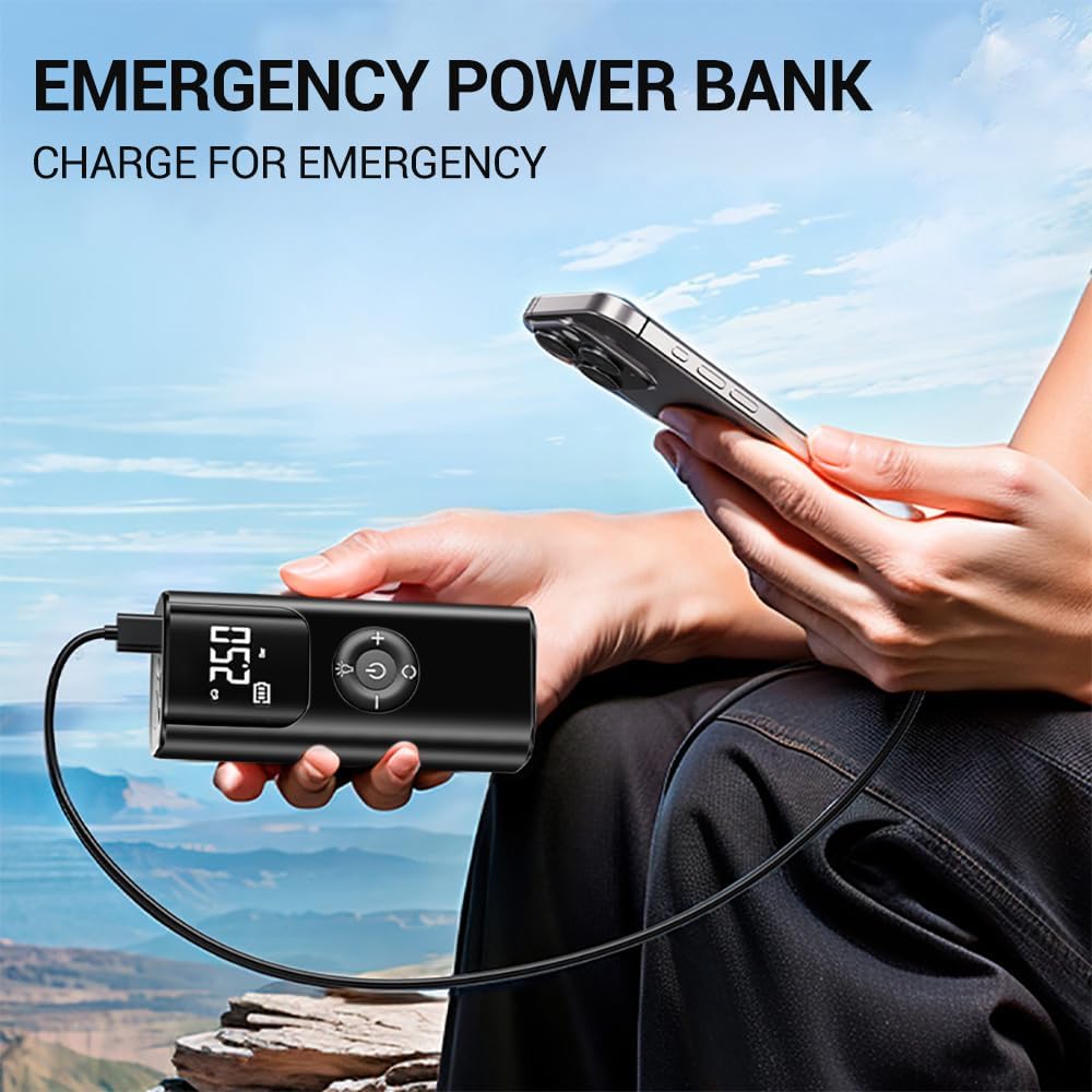 💨 EQUINOX AirBlaze™ Smart Portable Tyre Inflator | Dual Power 6000mAh Rechargeable Air Pump | 150 PSI Fast Inflation for Car, Bike & Sports