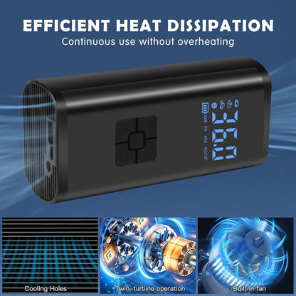 💨 EQUINOX AirBlaze™ Smart Portable Tyre Inflator | Dual Power 6000mAh Rechargeable Air Pump | 150 PSI Fast Inflation for Car, Bike & Sports