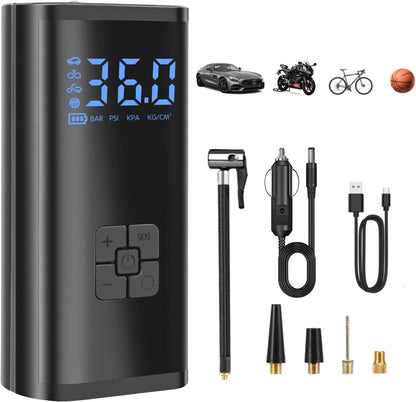 💨 EQUINOX AirBlaze™ Smart Portable Tyre Inflator | Dual Power 6000mAh Rechargeable Air Pump | 150 PSI Fast Inflation for Car, Bike & Sports