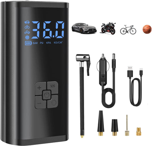 💨 EQUINOX AirBlaze™ Smart Portable Tyre Inflator | Dual Power 6000mAh Rechargeable Air Pump | 150 PSI Fast Inflation for Car, Bike & Sports