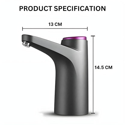 EQUINOX SmartFlow Automatic Water Dispenser Pump | USB Rechargeable 1200mAh Battery | Portable Electric Water Pump for 20 Litre Bottle (2-5 Gallon) | One Touch Smart Drinking Water Dispenser for Home & Outdoor Use – Black