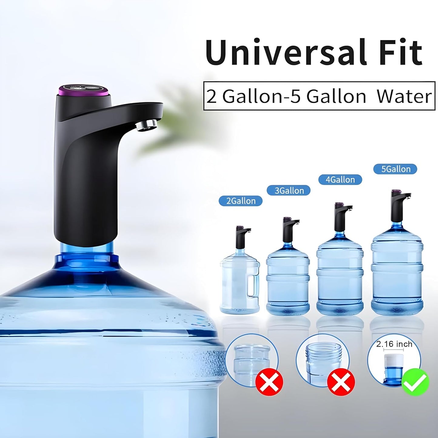 EQUINOX SmartFlow Automatic Water Dispenser Pump | USB Rechargeable 1200mAh Battery | Portable Electric Water Pump for 20 Litre Bottle (2-5 Gallon) | One Touch Smart Drinking Water Dispenser for Home & Outdoor Use – Black