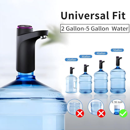 EQUINOX SmartFlow Automatic Water Dispenser Pump | USB Rechargeable 1200mAh Battery | Portable Electric Water Pump for 20 Litre Bottle (2-5 Gallon) | One Touch Smart Drinking Water Dispenser for Home & Outdoor Use – Black