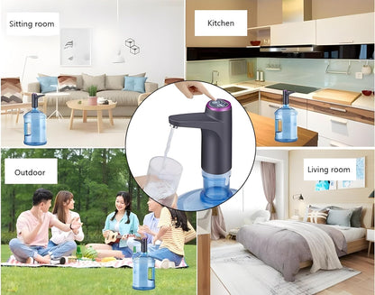 EQUINOX SmartFlow Automatic Water Dispenser Pump | USB Rechargeable 1200mAh Battery | Portable Electric Water Pump for 20 Litre Bottle (2-5 Gallon) | One Touch Smart Drinking Water Dispenser for Home & Outdoor Use – Black