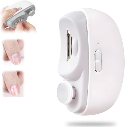 2-in-1 Electric Nail Clipper & Trimmer with LED Light | Safe, Quiet & Automatic Nail Cutter for Babies, Adults & Seniors