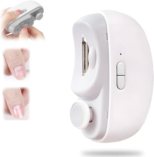 2-in-1 Electric Nail Clipper & Trimmer with LED Light | Safe, Quiet & Automatic Nail Cutter for Babies, Adults & Seniors