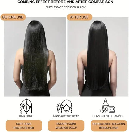 EQUINOX INDIA Self Cleaning Massage Hair Comb — One-Press Retractable Scalp Massager for Smooth, Healthy Hair