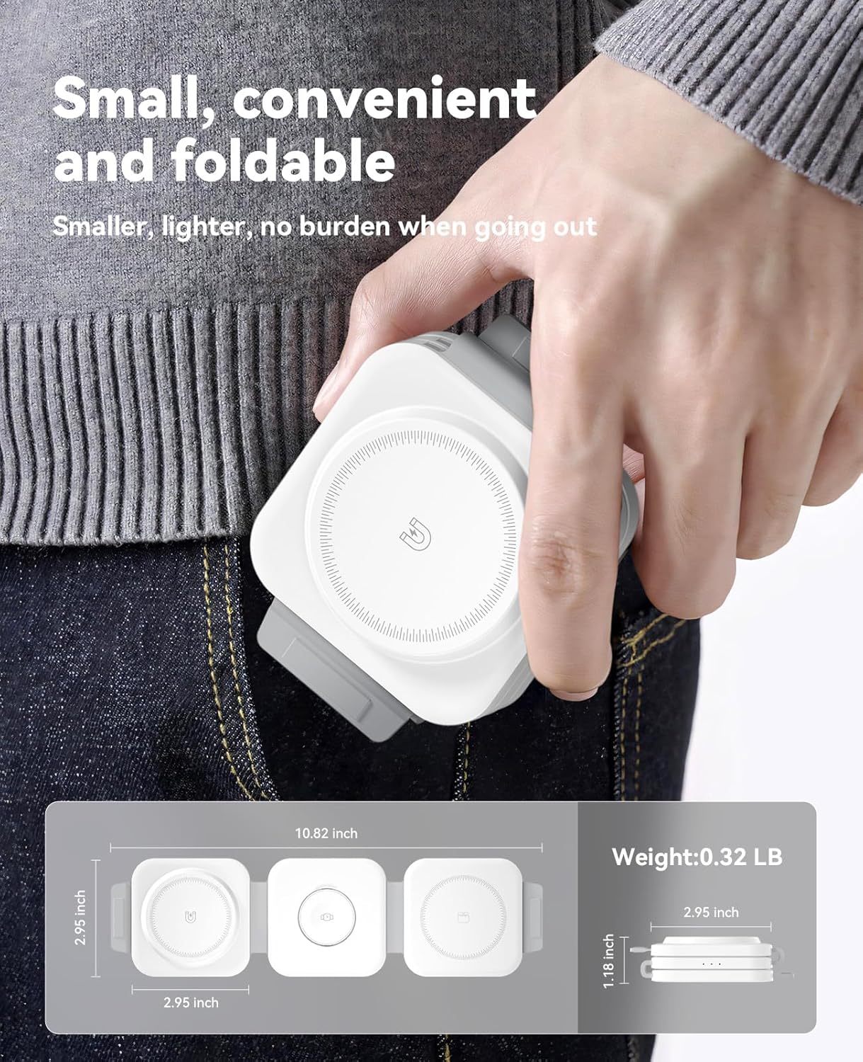 3-in-1 Magnetic Wireless Charging Station (15W MagSafe Fast Charge | Foldable Travel Charger for iPhone, Apple Watch & AirPods)