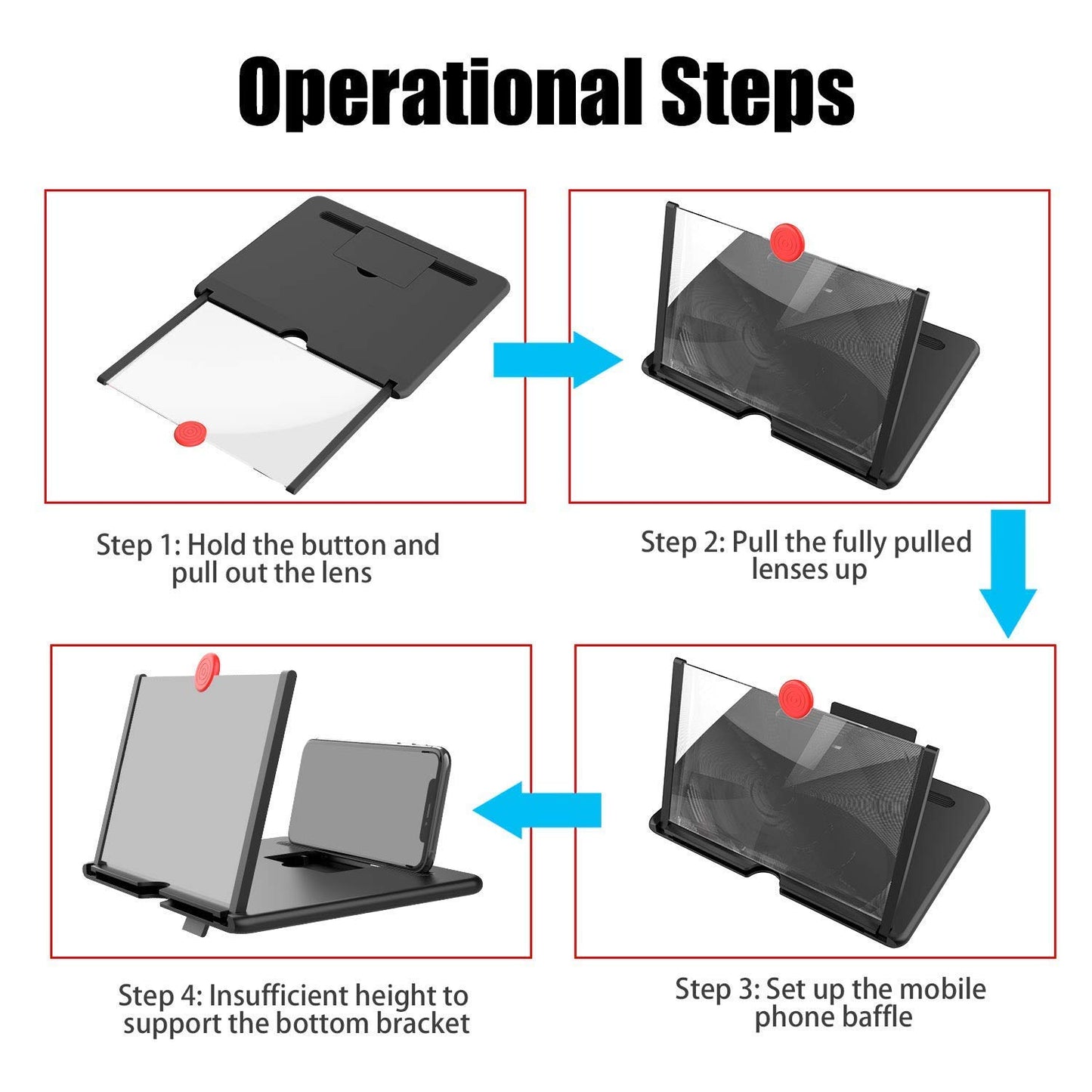 foldable phone screen magnifier for travel