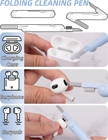 7-in-1 Electronic Cleaning Kit — Earbud Cleaner, Keyboard Brush, Screen Cleaning Pad, Port Cleaning Pen & Keycap Puller | Multi-Device Dust Removal Tool