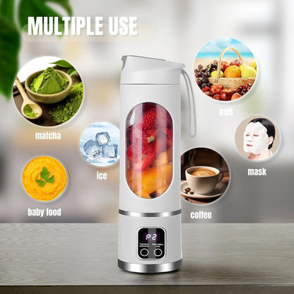 Portable Blender Electric Juicers Fruit Mixers USB juicer Rechargeable Smoothie Mini Blender Personal Juicer 10 Blades 3 Gears With 1300 Mah Rechargeable Battery-Smoothie Fruit Juicer Green