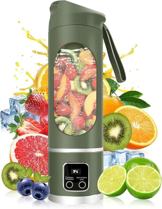 Portable Blender Electric Juicers Fruit Mixers USB juicer Rechargeable Smoothie Mini Blender Personal Juicer 10 Blades 3 Gears With 1300 Mah Rechargeable Battery-Smoothie Fruit Juicer Green