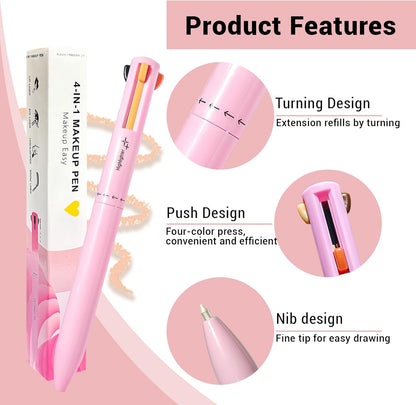 💄 EQUINOX INDIA 4-in-1 Makeup Pen | Eyebrow, Eyeliner, Lip Liner & Highlighter | 8 Color Glam Pen for On-the-Go Perfection