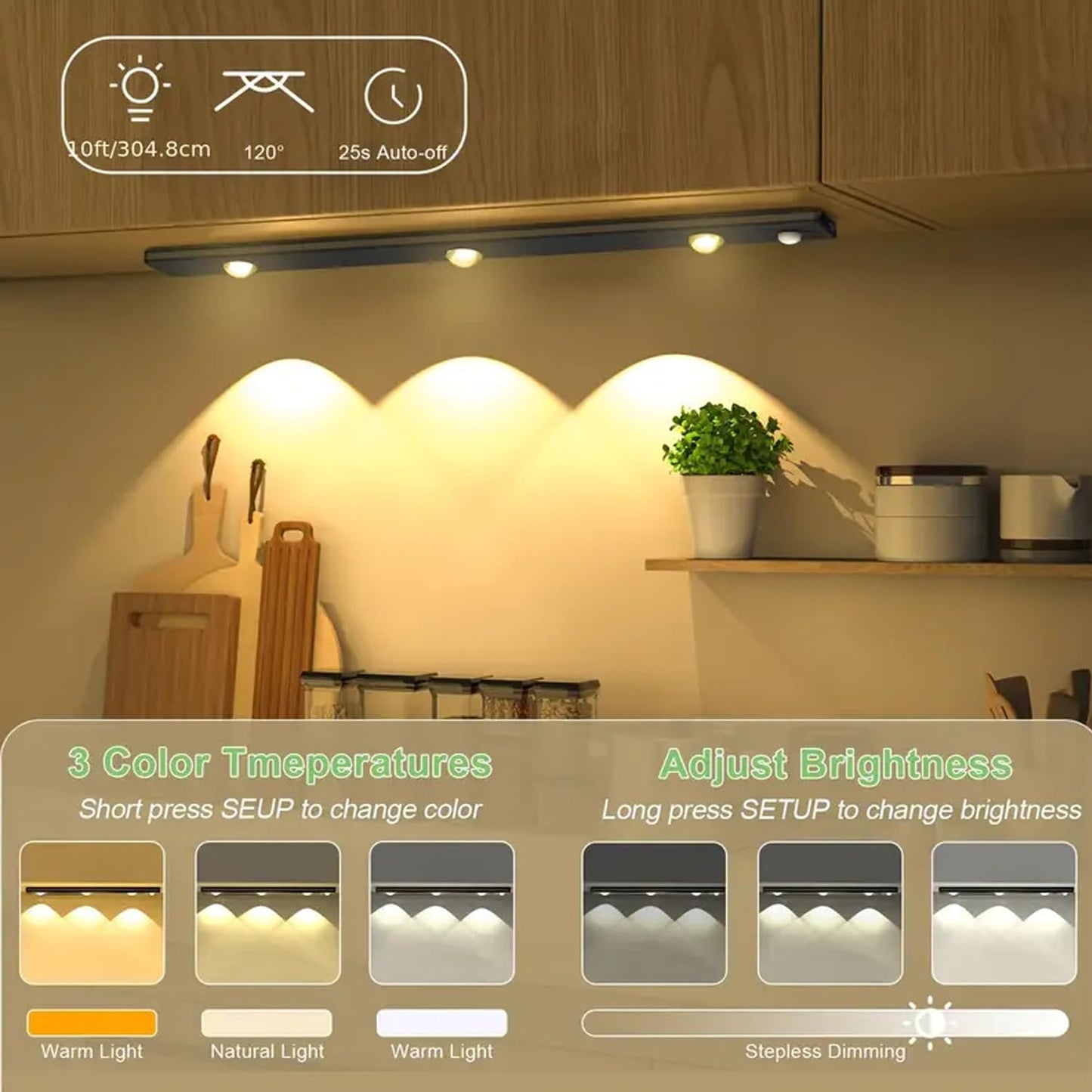 LED PIR Motion Sensor Cabinet  With USB Rechargeble