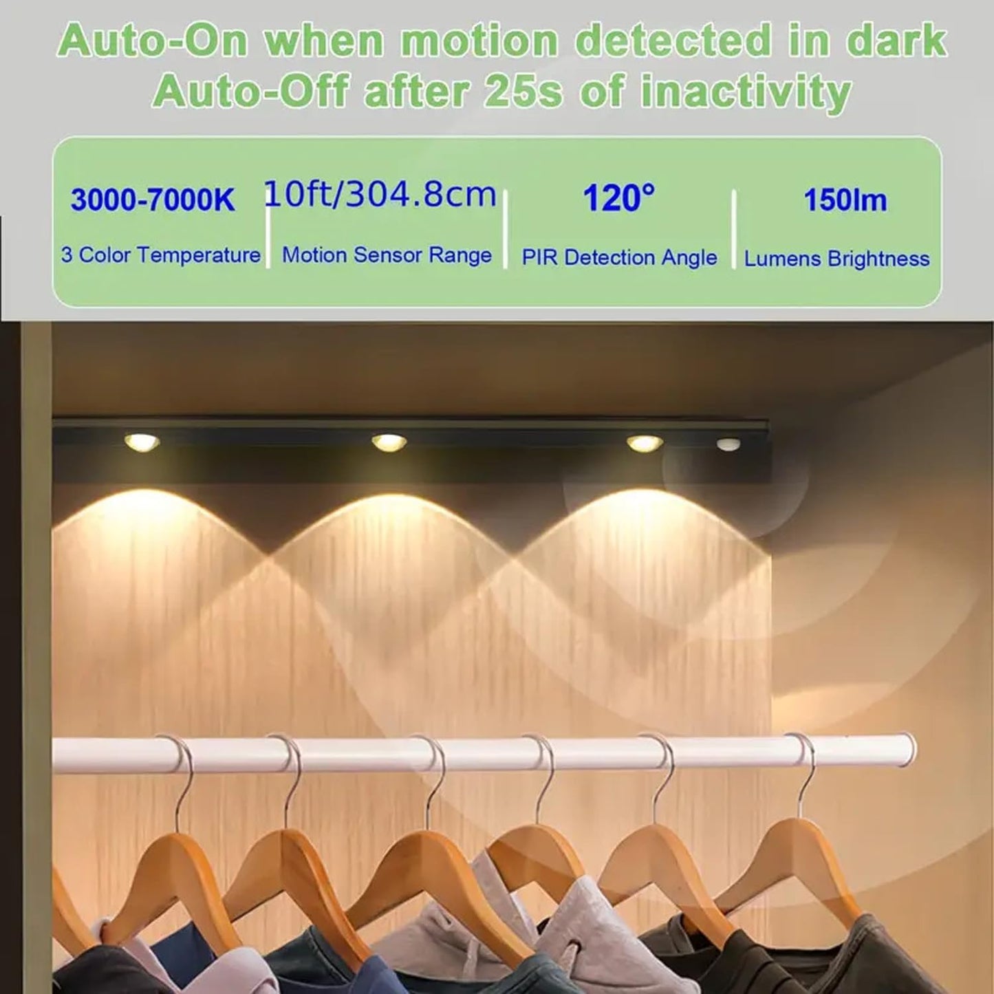 LED PIR Motion Sensor Cabinet  With USB Rechargeble