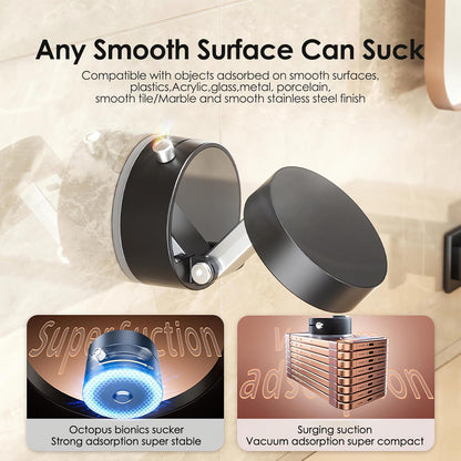 Magnetic Vacuum Suction Mobile Holder, Multiple Angle Adjustment, Retractable, Strong Magnetic Attachment, Compatible with iPhone & Android Phone for Car, Desk, Mirror, Glass(Black)