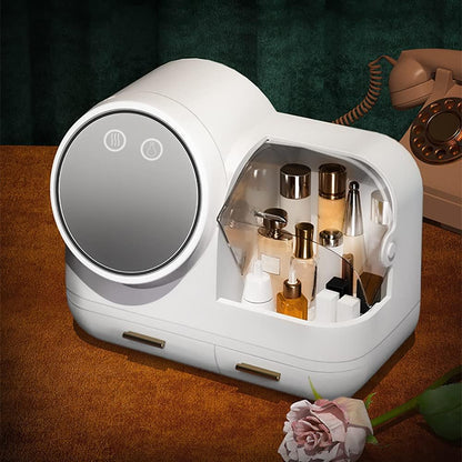 ✨ EQUINOX LumiGlow™ Smart LED Makeup Organizer with HD Mirror, Cooling Fan &amp; USB Rechargeable Design