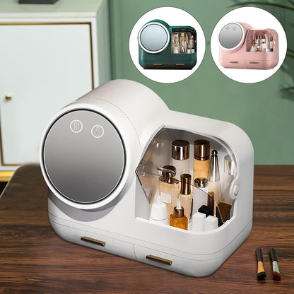 ✨ EQUINOX LumiGlow™ Smart LED Makeup Organizer with HD Mirror, Cooling Fan &amp; USB Rechargeable Design
