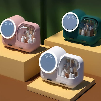 ✨ EQUINOX LumiGlow™ Smart LED Makeup Organizer with HD Mirror, Cooling Fan &amp; USB Rechargeable Design