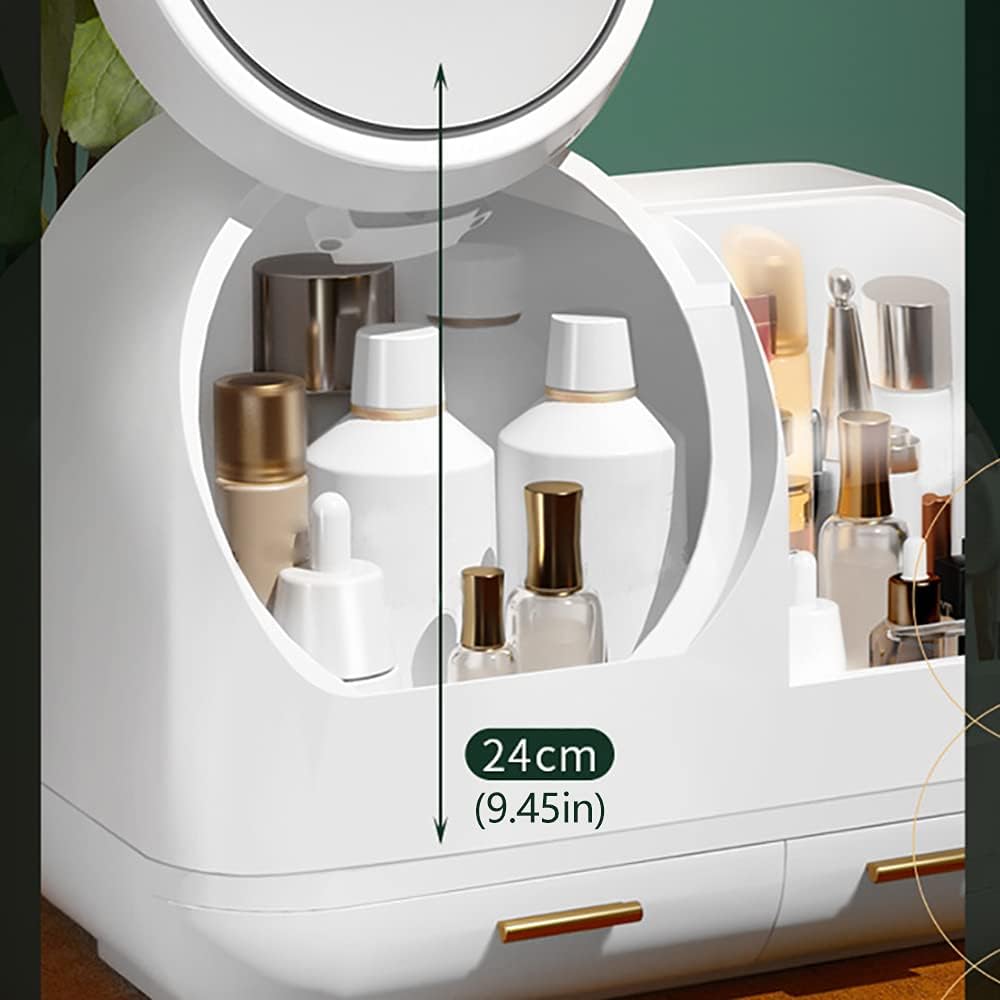 ✨ EQUINOX LumiGlow™ Smart LED Makeup Organizer with HD Mirror, Cooling Fan &amp; USB Rechargeable Design