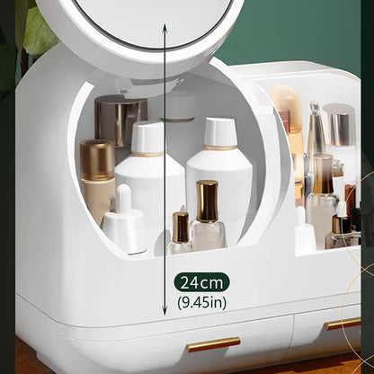 ✨ EQUINOX LumiGlow™ Smart LED Makeup Organizer with HD Mirror, Cooling Fan &amp; USB Rechargeable Design