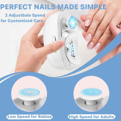 2-in-1 Electric Nail Clipper & Trimmer with LED Light | Safe, Quiet & Automatic Nail Cutter for Babies, Adults & Seniors