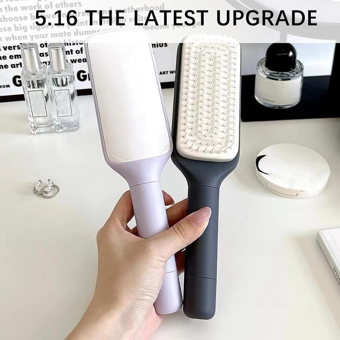 EQUINOX INDIA Self Cleaning Massage Hair Comb — One-Press Retractable Scalp Massager for Smooth, Healthy Hair
