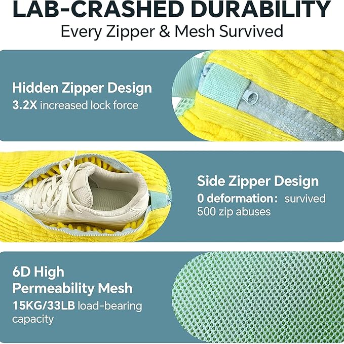 🧼 Equinox 360° Shoe Cleaning Bag  Hands-Free Shoe Washer | 20,000+ Chenille Fibers | Machine Wash Protection & Deep Cleaning Pouch