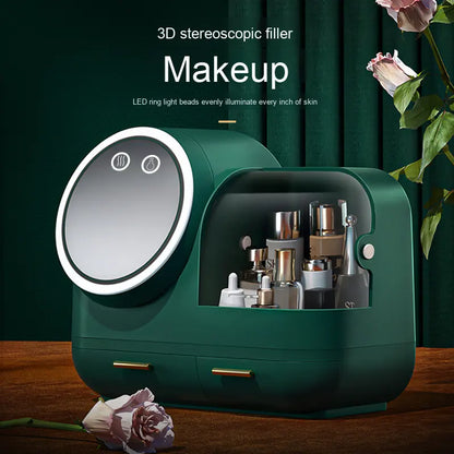 ✨ EQUINOX LumiGlow™ Smart LED Makeup Organizer with HD Mirror, Cooling Fan &amp; USB Rechargeable Design